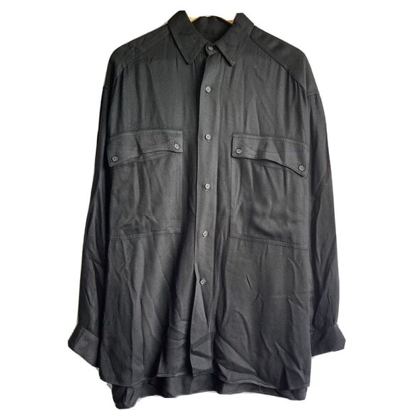 Jim Proby Inc San Francisco Vtg Men's Black Double Pocket Shirt M‎ Fits 2XL/3X